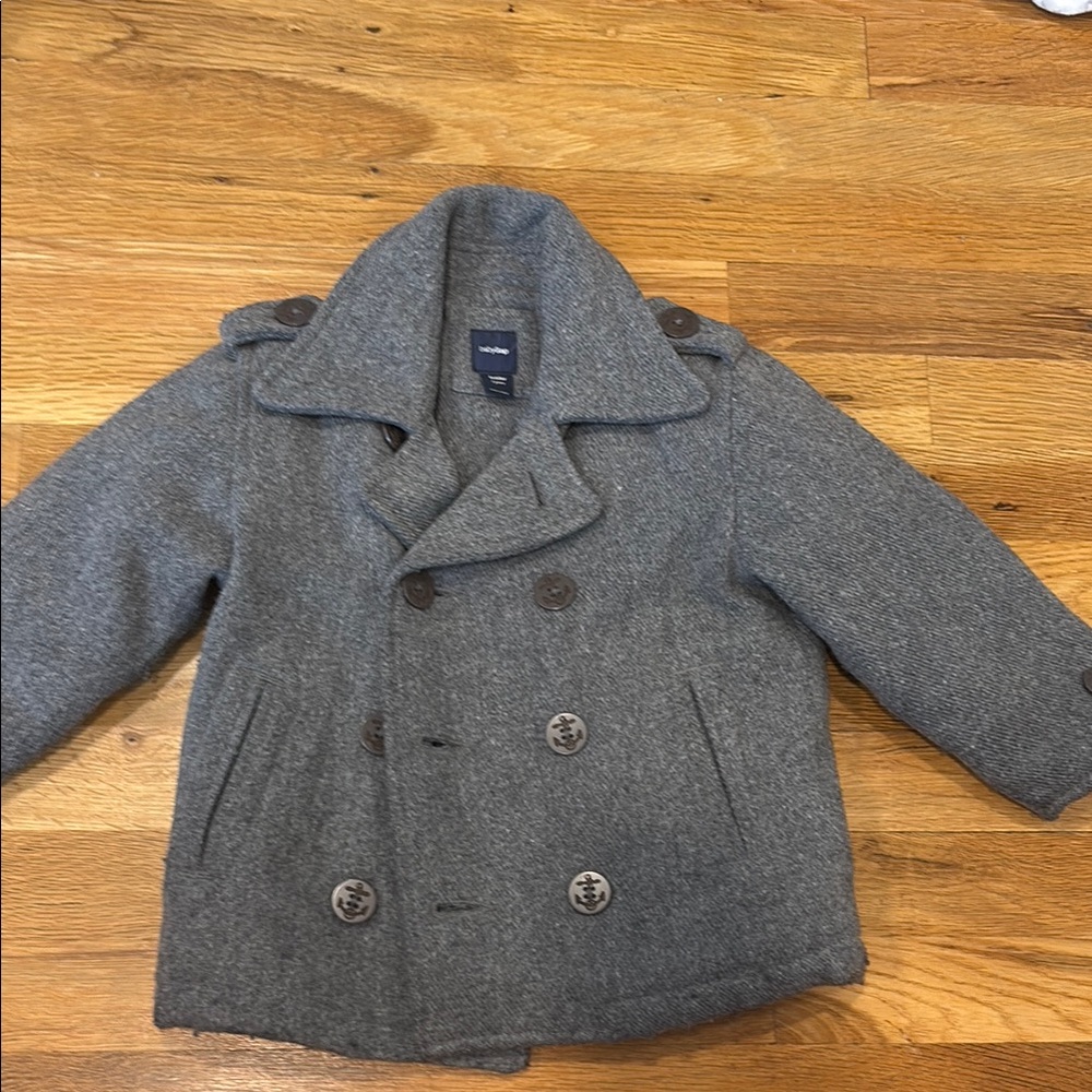 GAP Gray Wool Pea Coat Classic Double-Breasted Design